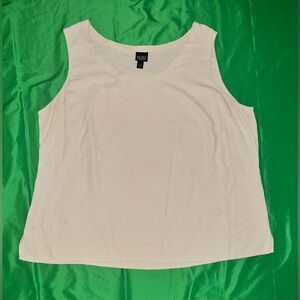Eileen Fisher Woman 100% Silk Cream/ Tan Tank Top size 2X- Flaw